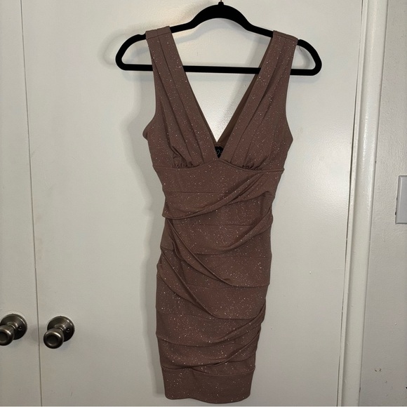 Windsor Sparkling Brown Sleeveless Cocktail Dress Size Small - Picture 1 of 15